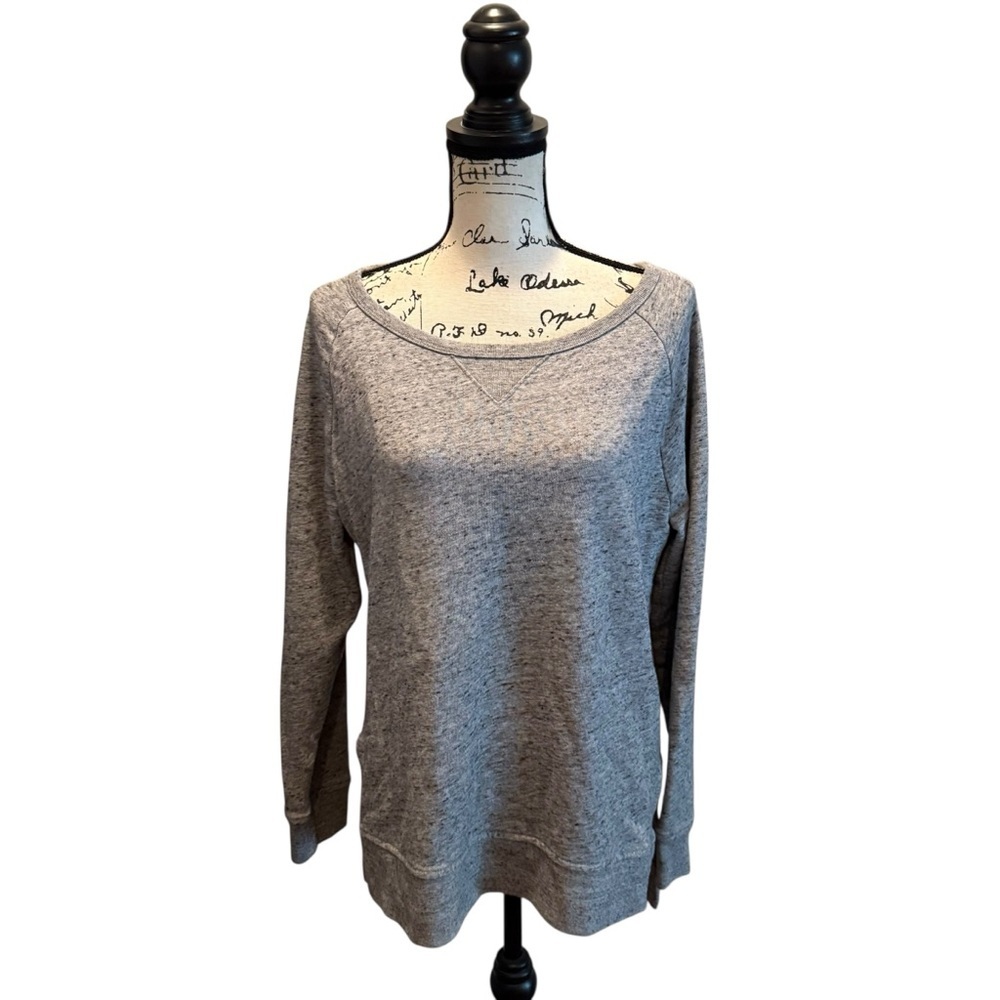 GAP French Terry Raglan Tunic Sweatshirt Gray Size Medium Pullover Scoop Neck